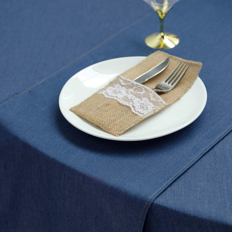 14x108" Faux Denim Polyester Table Top Runner Party Decorations - Dark Blue RUN_DENM