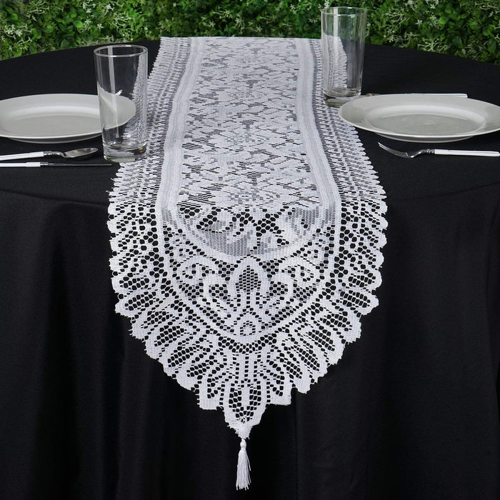 14x108" Lace Table Top Runner Wedding Decorations RUN_12_WHT