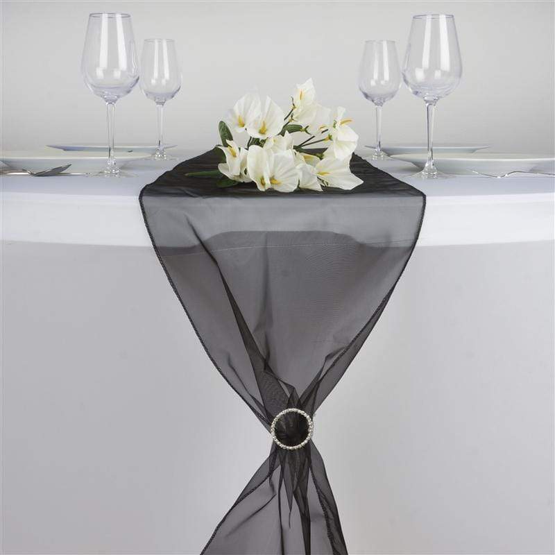 14x108" Organza Table Top Runner Wedding Decorations RUN_ORGZ_BLK