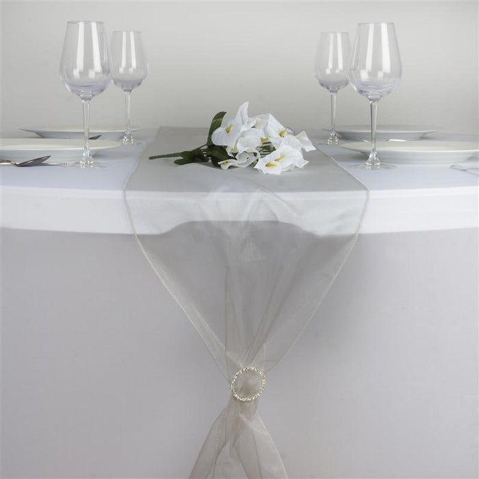 14x108" Organza Table Top Runner Wedding Decorations RUN_ORGZ_SILV