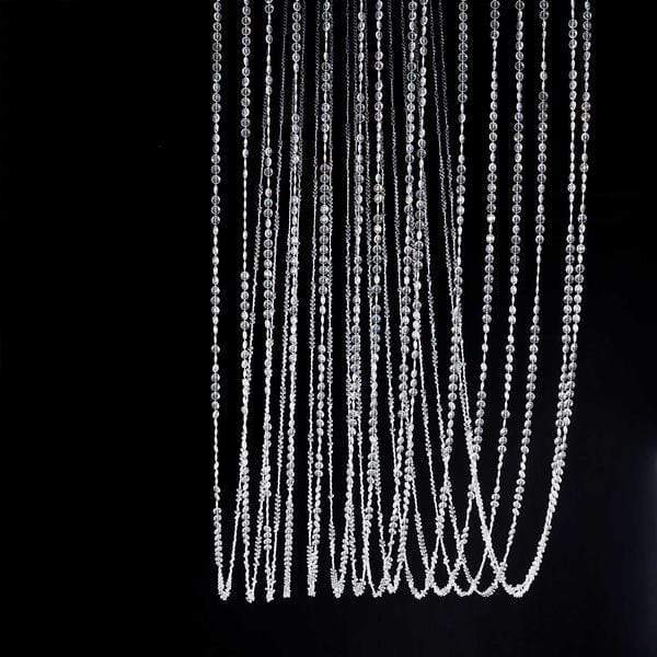 15 ft Ceiling Drape Curtain Crystal Beaded Backdrop - Iridescent BKDP_CEIL_CLR_15