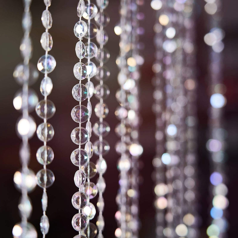 15 ft Ceiling Drape Curtain Crystal Beaded Backdrop - Iridescent BKDP_CEIL_CLR_15