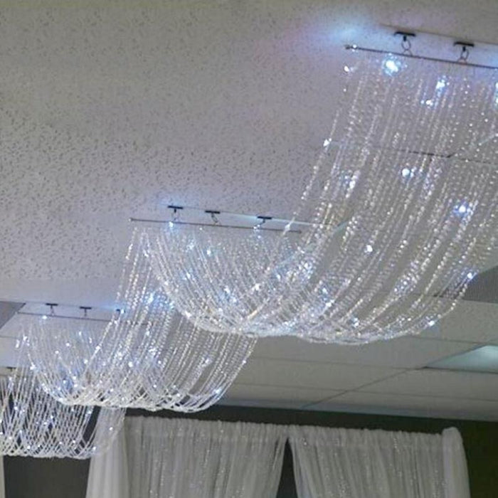 15 ft Ceiling Drape Curtain Crystal Beaded Backdrop - Iridescent