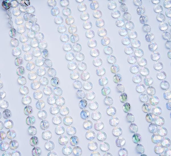 15 ft Ceiling Drape Curtain Crystal Beaded Backdrop - Iridescent BKDP_CEIL_CLR_15