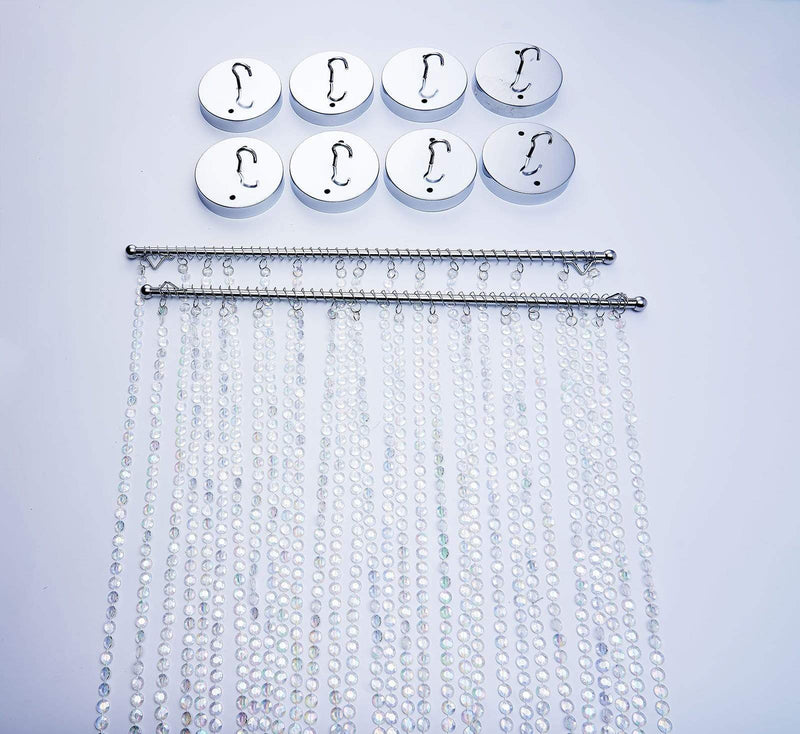 15 ft Ceiling Drape Curtain Crystal Beaded Backdrop - Iridescent BKDP_CEIL_CLR_15