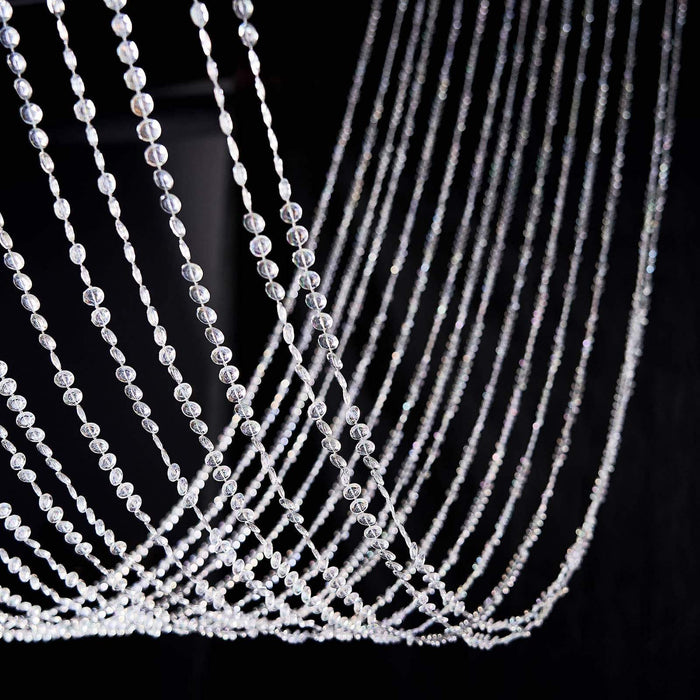15 ft Ceiling Drape Curtain Crystal Beaded Backdrop - Iridescent