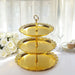 15" Plastic 3 Tier Metallic Dessert Stand Round Cupcake Display Tower with Lace Cut Rim - Gold CAKE_PLST_R010_3_GOLD