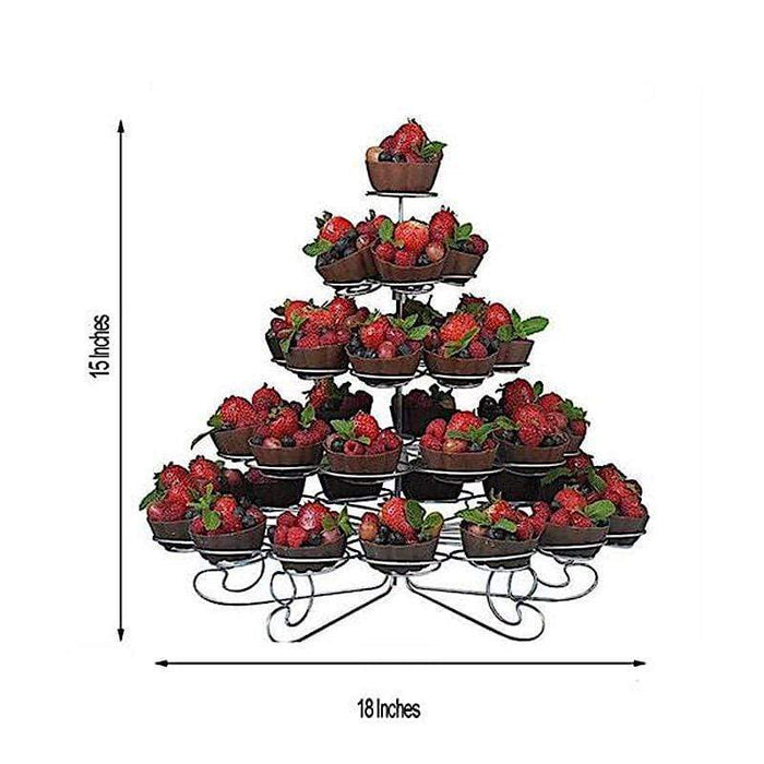 15" tall 5 Tier Metal Cupcake Holder Dessert Stand - Silver CAKE_MET_003_L_SILV