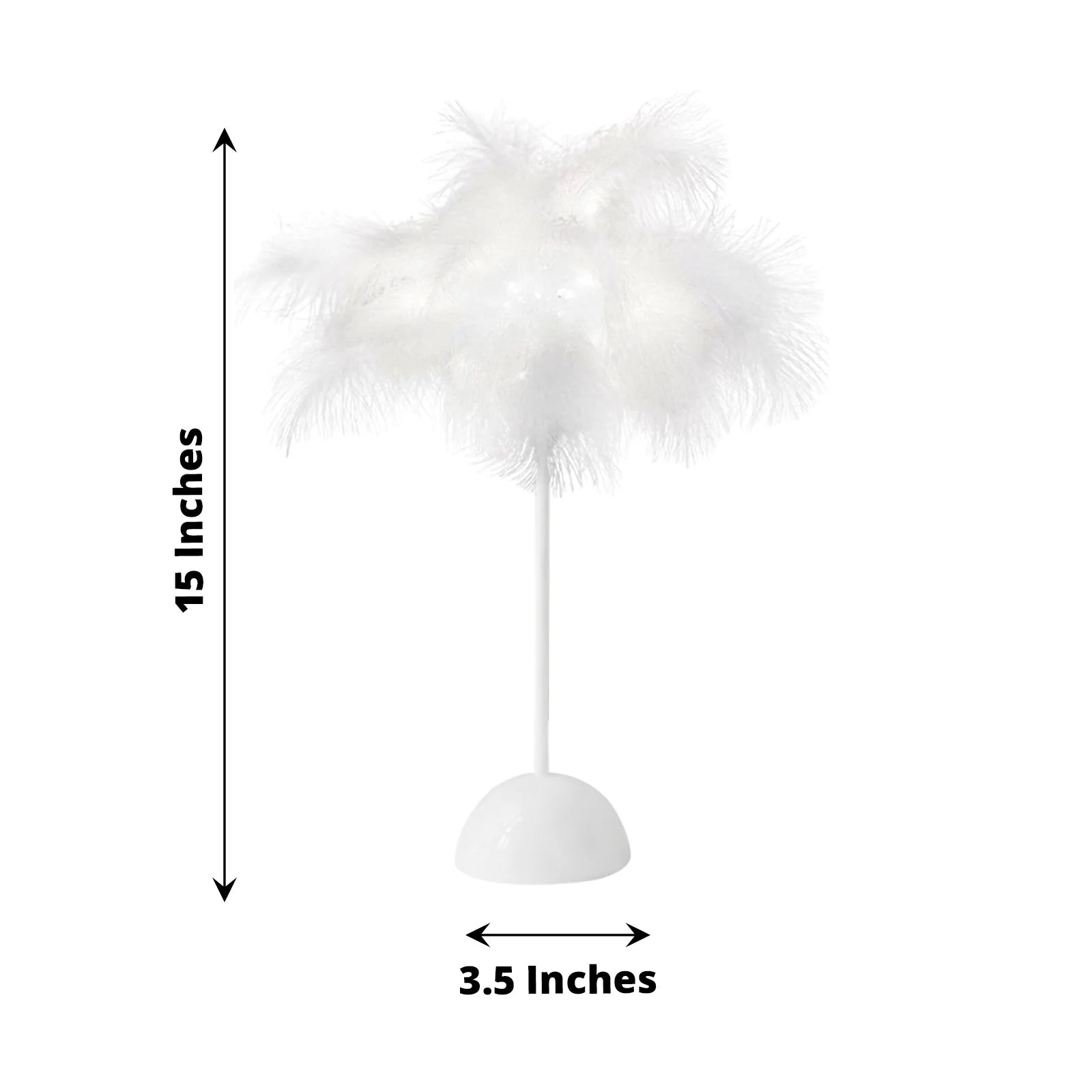 15" Tall Feather Desk Lamp Decorative LED Light Table Centerpiece - White LED_OST01_S_WHT