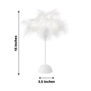 15" Tall Feather Desk Lamp Decorative LED Light Table Centerpiece - White LED_OST01_S_WHT