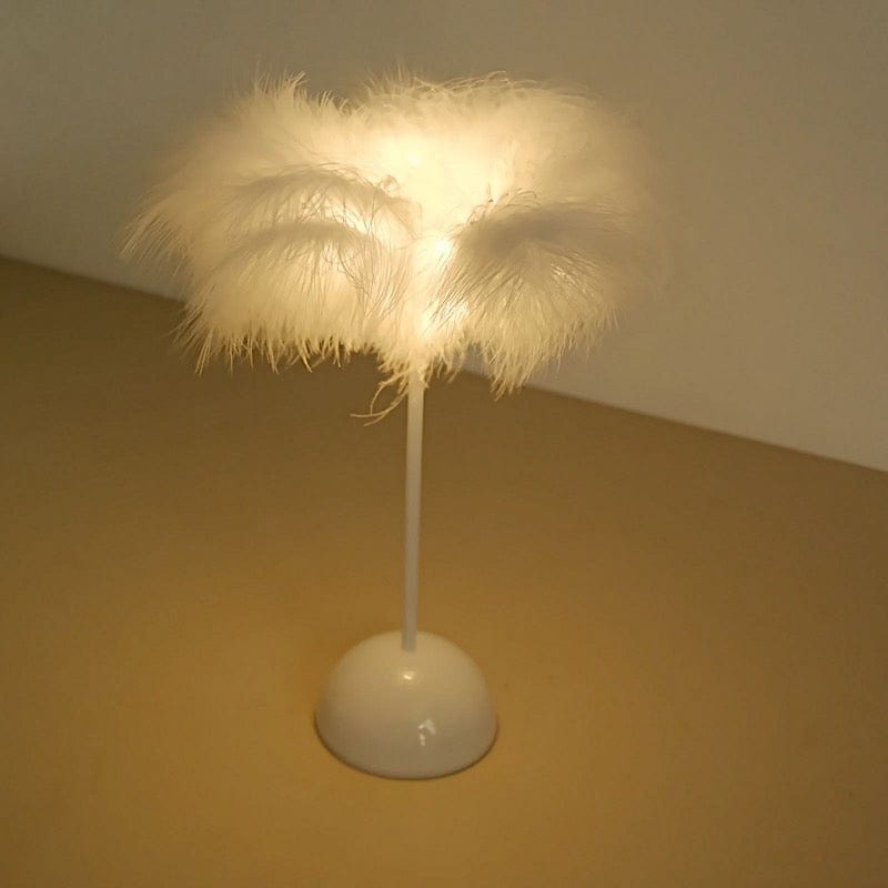 15" Tall Feather Desk Lamp Decorative LED Light Table Centerpiece - White LED_OST01_S_WHT