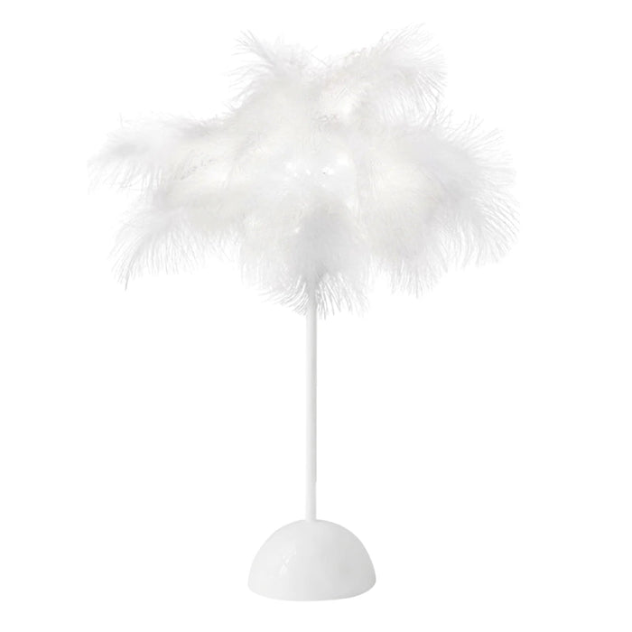 15" Tall Feather Desk Lamp Decorative LED Light Table Centerpiece - White LED_OST01_S_WHT
