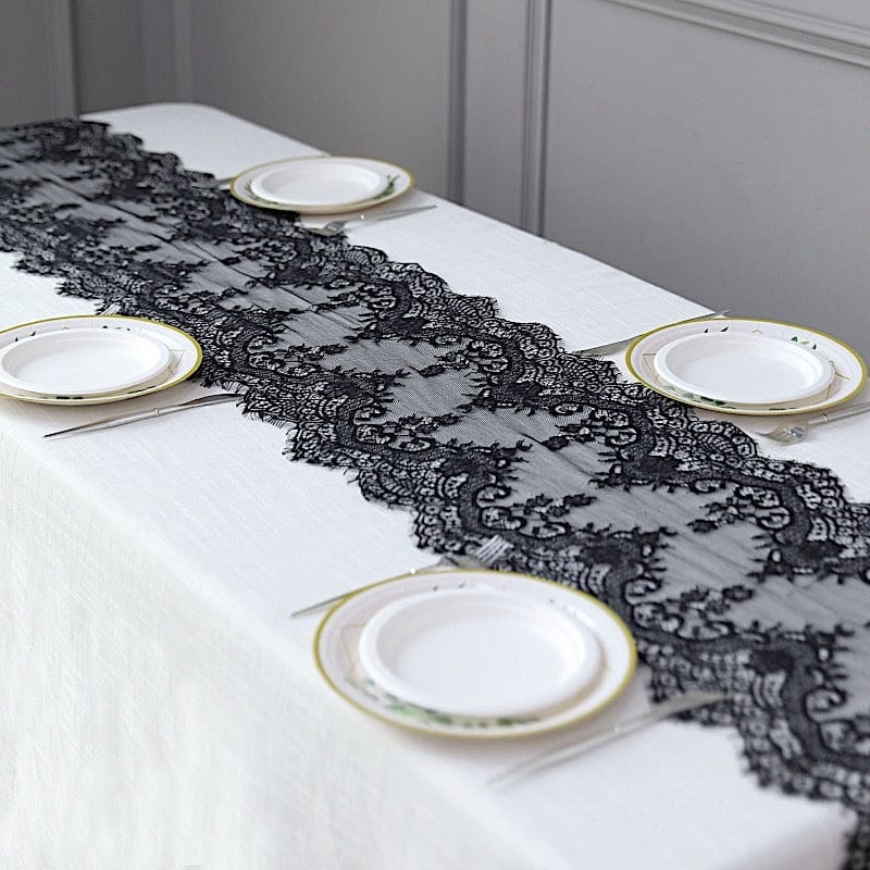 15" x 117" Premium Lace Table Runner with Scalloped Edges