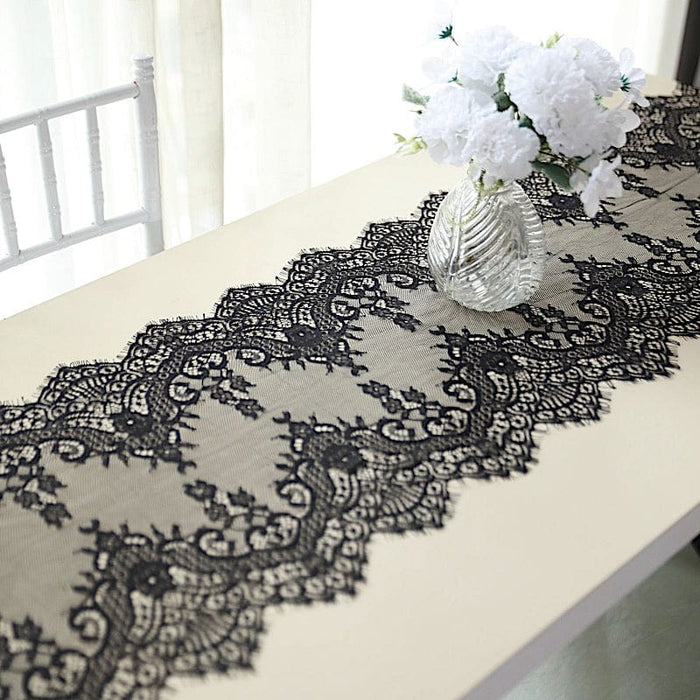 15" x 117" Premium Lace Table Runner with Scalloped Edges