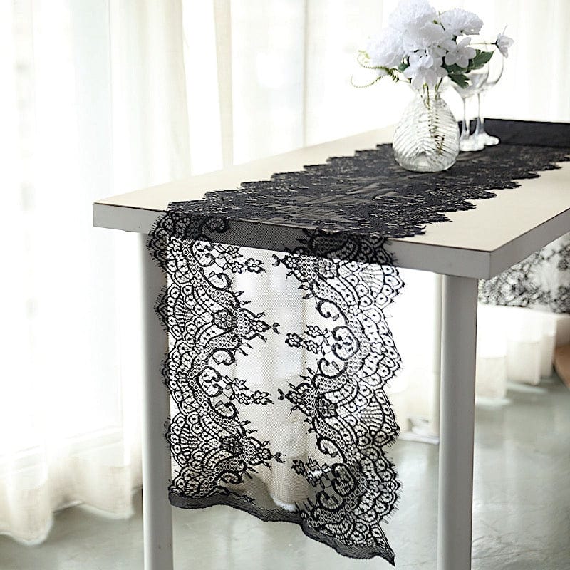 15" x 117" Premium Lace Table Runner with Scalloped Edges