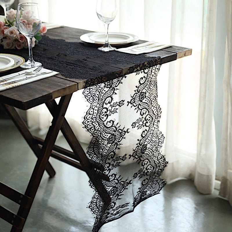 15" x 117" Premium Lace Table Runner with Scalloped Edges