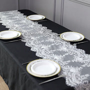 15" x 117" Premium Lace Table Runner with Scalloped Edges