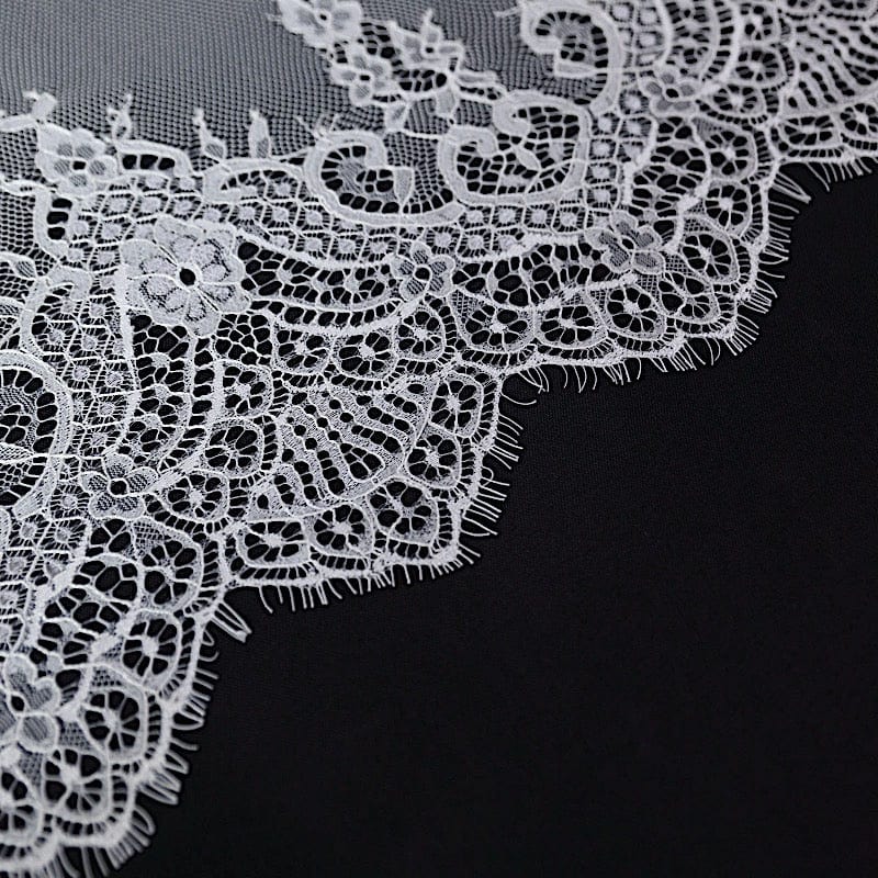 15" x 117" Premium Lace Table Runner with Scalloped Edges