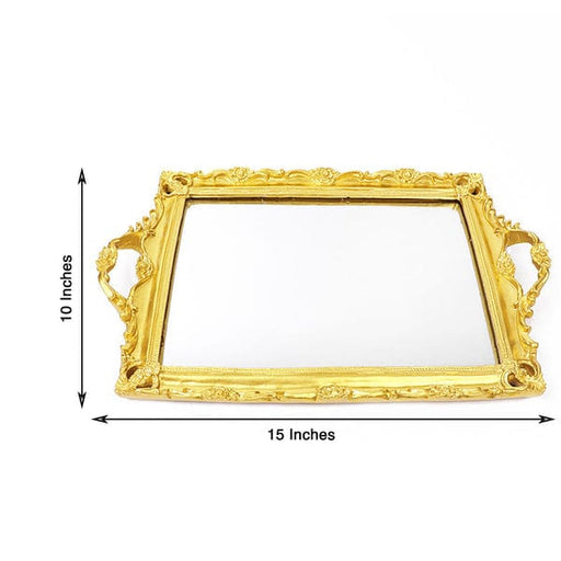 15"x10" Metallic Rectangular Mirrored Vanity Serving Tray CHRG_TRAY011_16_GOLD