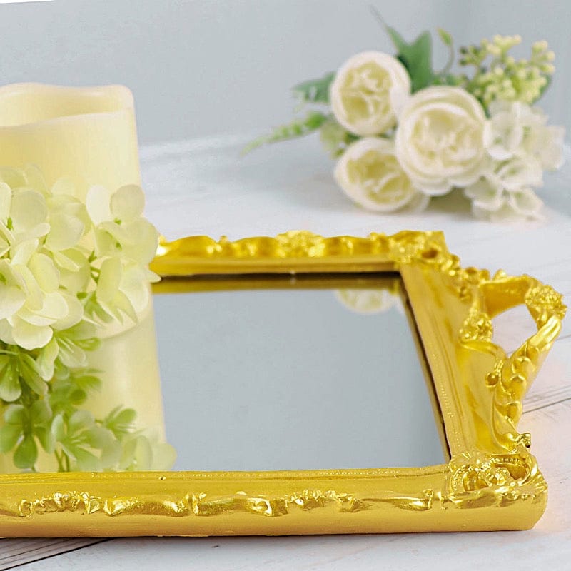 15"x10" Metallic Rectangular Mirrored Vanity Serving Tray CHRG_TRAY011_16_GOLD