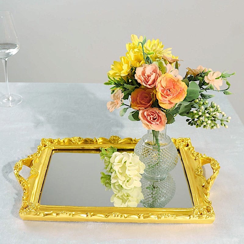 15"x10" Metallic Rectangular Mirrored Vanity Serving Tray CHRG_TRAY011_16_GOLD