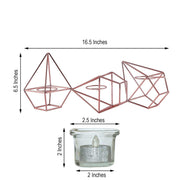 16.5" long 3 Jointed Geometric Stand with Glass Votive Candle Holders