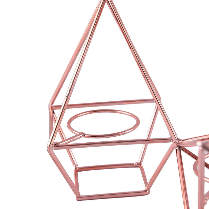 16.5" long 3 Jointed Geometric Stand with Glass Votive Candle Holders