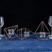 16.5" long 3 Jointed Geometric Stand with Glass Votive Candle Holders