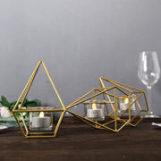 16.5" long 3 Jointed Geometric Stand with Glass Votive Candle Holders