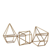 16.5" long 3 Jointed Geometric Stand with Glass Votive Candle Holders IRON_CAND_008_GOLD