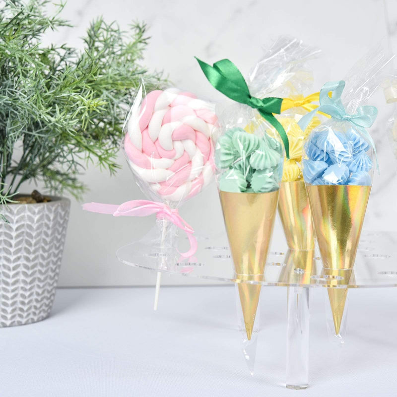 16" Acrylic Mini Ice Cream Cone Holder Party Favor Display Stand - Clear DSP_TR0003_16_CLR