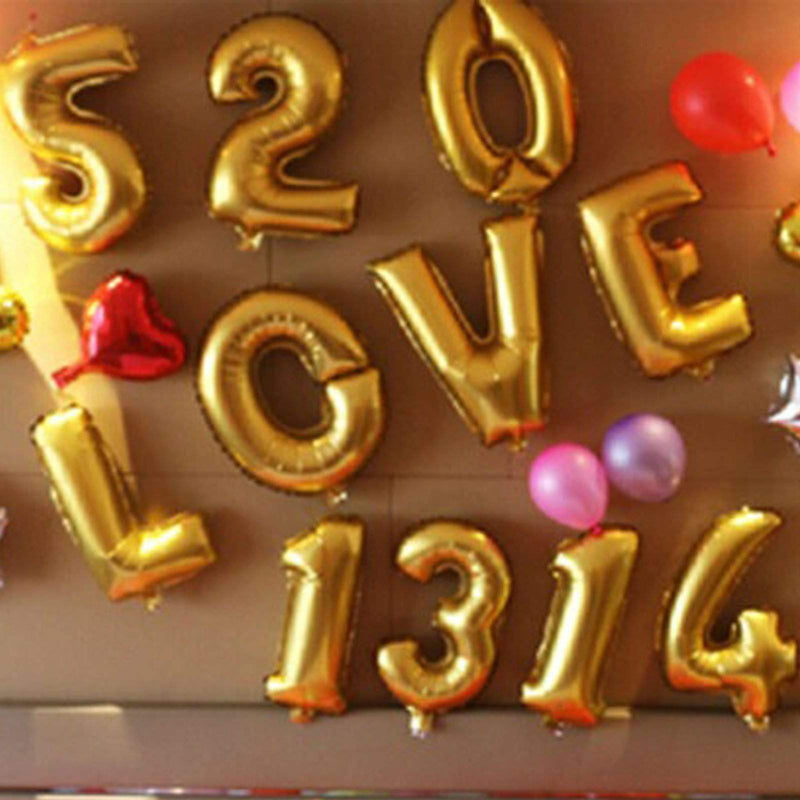 16" Mylar Foil Balloon - Gold Numbers