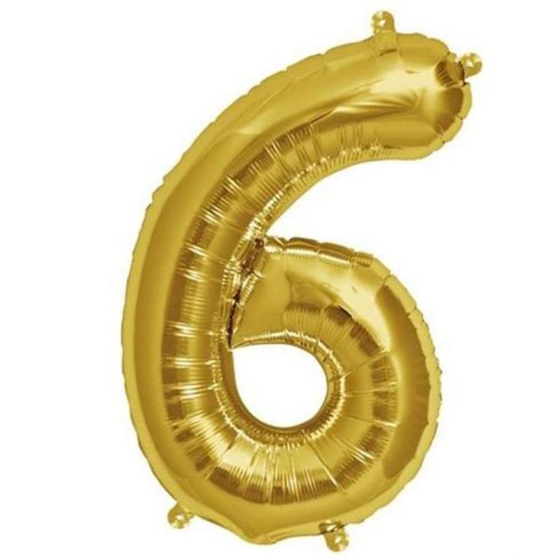 16" Mylar Foil Balloon - Gold Numbers BLOON_16GD_6