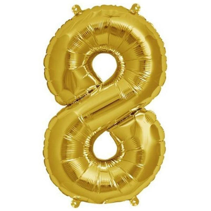 16" Mylar Foil Balloon - Gold Numbers BLOON_16GD_8