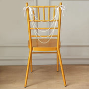 16" Pre-Tied Faux Pearl String Beaded Chiavari Chair Back Garland Sash