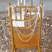16" Pre-Tied Faux Pearl String Beaded Chiavari Chair Back Garland Sash