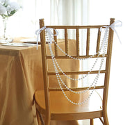 16" Pre-Tied Faux Pearl String Beaded Chiavari Chair Back Garland Sash