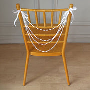 16" Pre-Tied Faux Pearl String Beaded Chiavari Chair Back Garland Sash
