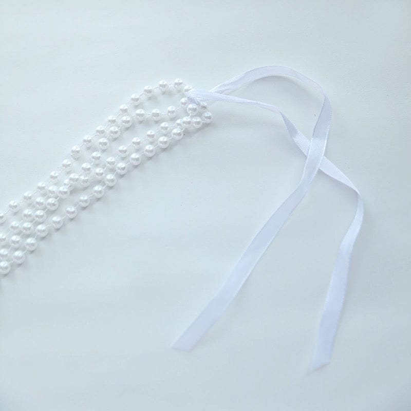 16" Pre-Tied Faux Pearl String Beaded Chiavari Chair Back Garland Sash