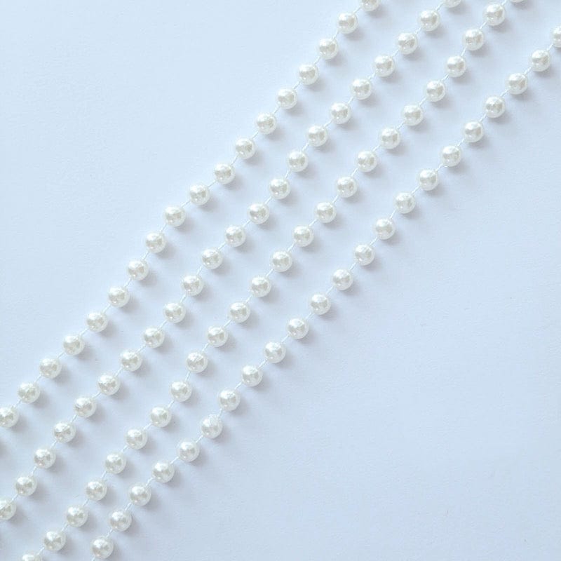 16" Pre-Tied Faux Pearl String Beaded Chiavari Chair Back Garland Sash BEAD_GRLD_004_IVR