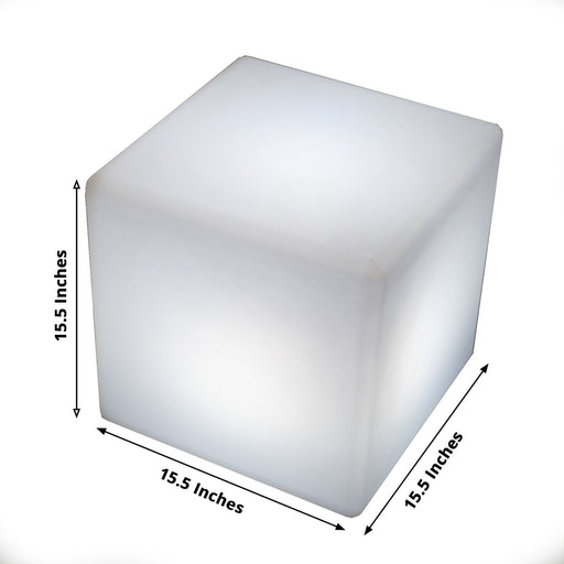 16" Rechargeable Light Up Cube Stool Cordless LED Furniture - Assorted LED_FURN_CUBE_01_16