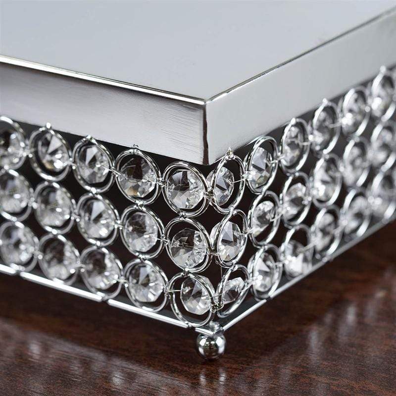 16" Square Metal Cake Stand with Crystal Beads