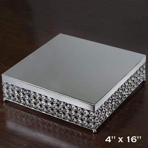 16" Square Metal Cake Stand with Crystal Beads CHDLR_036_PARENT