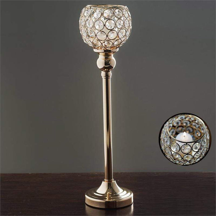 16" tall Beaded Ball Candle Holder Centerpiece CHDLR_CAND_007_GOLD