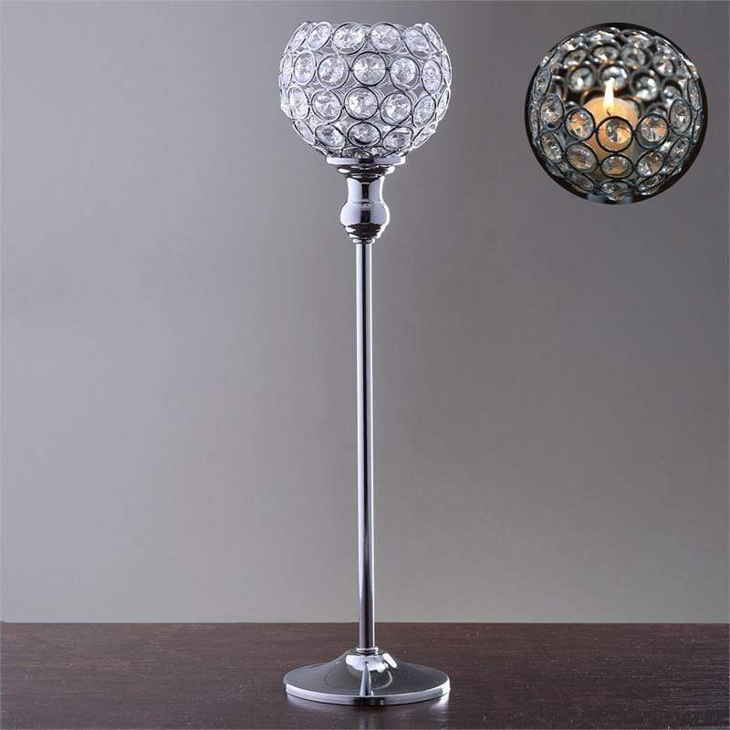16" tall Beaded Ball Candle Holder Centerpiece CHDLR_CAND_007_SILV