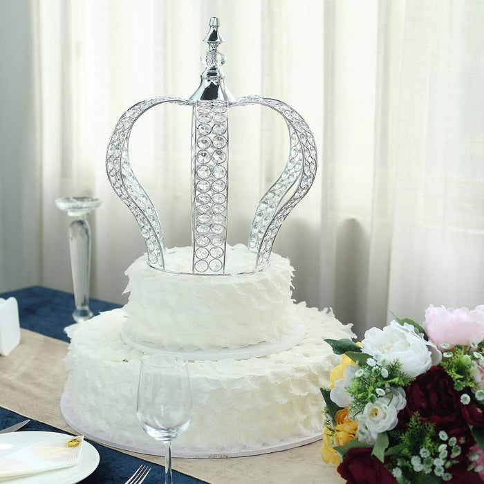 16" tall Metal Crystal Beaded Royal Crown Cake Topper