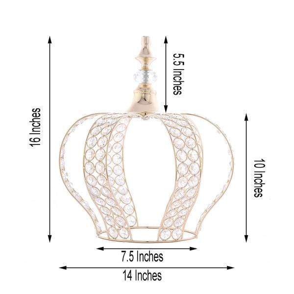 16" tall Metal Crystal Beaded Royal Crown Cake Topper