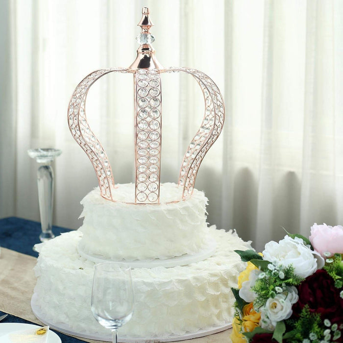 16" tall Metal Crystal Beaded Royal Crown Cake Topper