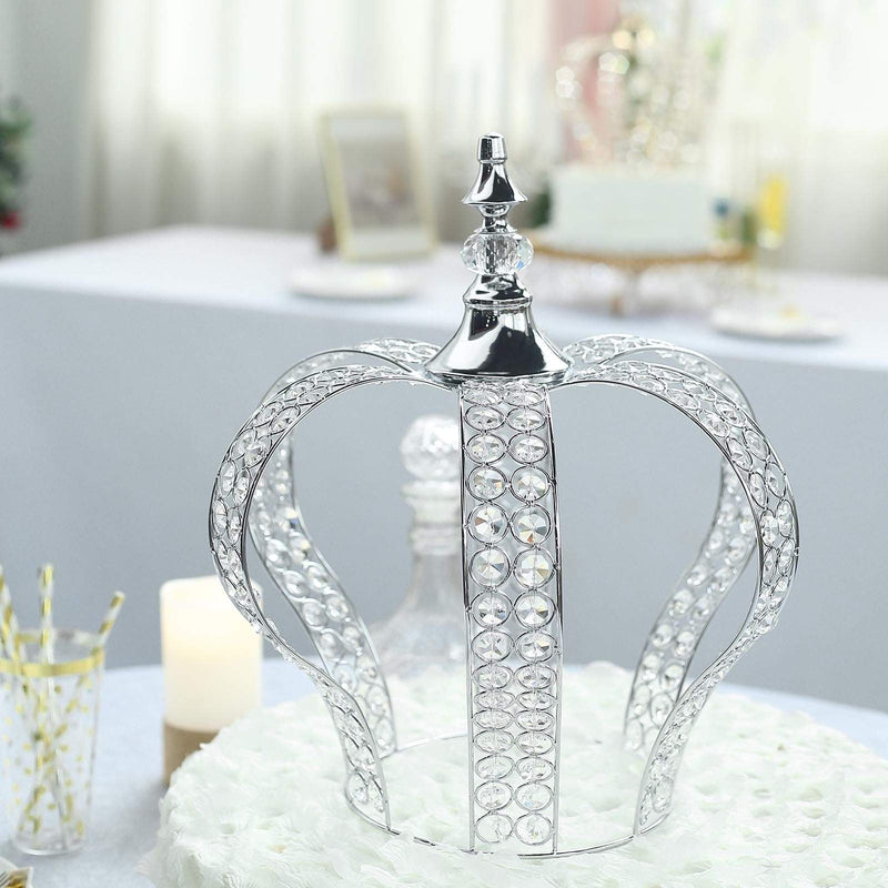 16" tall Metal Crystal Beaded Royal Crown Cake Topper