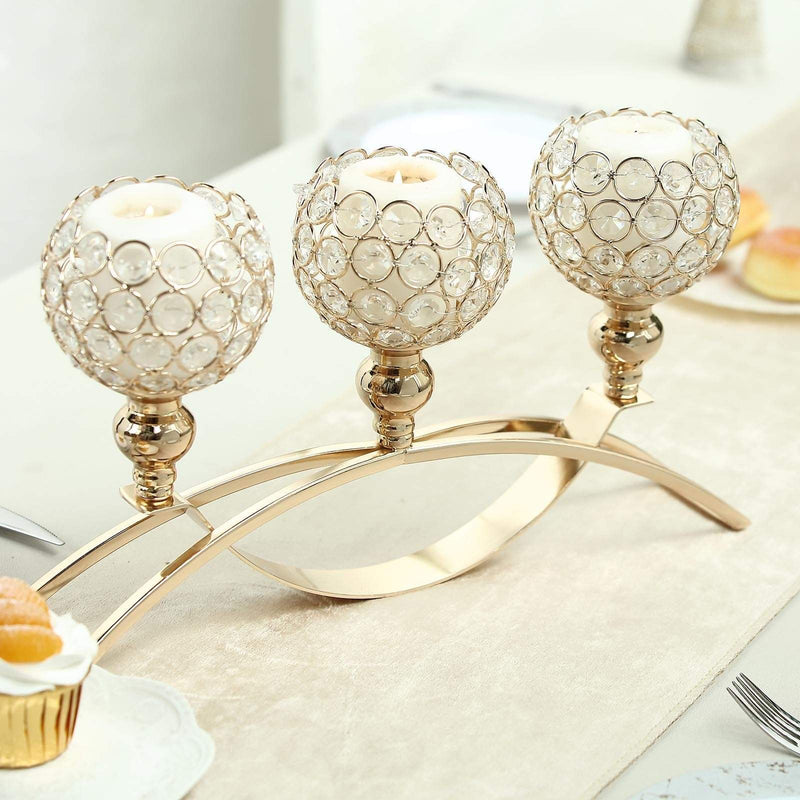 16" wide Candelabra Beaded Globes Candle Holders Centerpiece